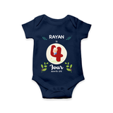 Mark your little one's Fourth month with a personalized romper/onesie featuring their name! - NAVY BLUE - 0 - 3 Months Old (Chest 16")