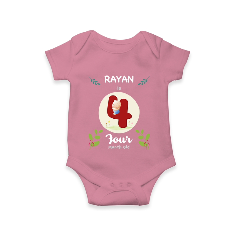 Celebrate Four month of joy with our delightful customized Romper For Babies - ONION - 0 - 3 Months Old (Chest 16")