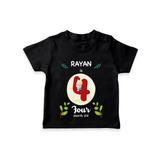 Celebrate The 4th Month Birthday Custom T-Shirt, Personalized with your little one's name - BLACK - 0 - 5 Months Old (Chest 17")