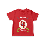 Celebrate The 4th Month Birthday Custom T-Shirt, Personalized with your little one's name - RED - 0 - 5 Months Old (Chest 17")