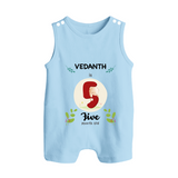 Customized Baby Romper Suit/ Sleeveless Romper | Celebrate 5th Month | Soft & Comfy Fit Romper Suit/ Sleeveless Romper - BABY BLUE - 0 - 5 Months Old (Chest 18")