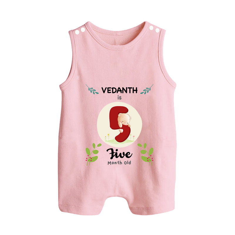 Celebrate Five month of joy with our delightful customized Romper Suit For Babies - BABY PINK - 0 - 5 Months Old (Chest 18")