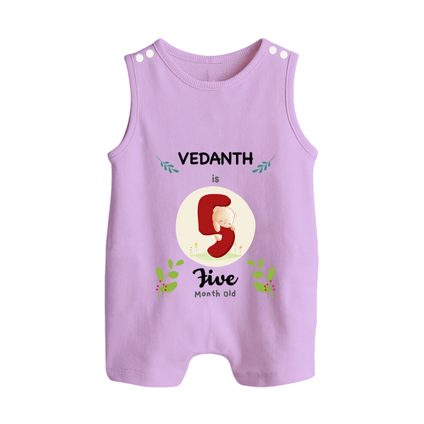 Customized Baby Romper Suit/ Sleeveless Romper | Celebrate 5th Month | Soft & Comfy Fit Romper Suit/ Sleeveless Romper - LILAC - 0 - 5 Months Old (Chest 18")