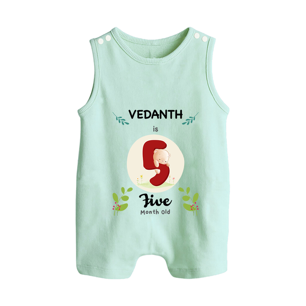 Customized Baby Romper Suit/ Sleeveless Romper | Celebrate 5th Month | Soft & Comfy Fit Romper Suit/ Sleeveless Romper - MINT GREEN - 0 - 5 Months Old (Chest 18")