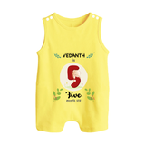 Celebrate Five month of joy with our delightful customized Romper Suit For Babies - PASTEL YELLOW - 0 - 5 Months Old (Chest 18")