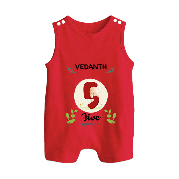 Customized Baby Romper Suit/ Sleeveless Romper | Celebrate 5th Month | Soft & Comfy Fit Romper Suit/ Sleeveless Romper - RED - 0 - 5 Months Old (Chest 18")