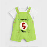 Celebrate Five month of joy with our delightful customized Dungaree Set For Babies - GREEN - 0 - 5 Months Old (Chest 18")