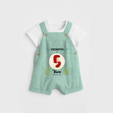 Celebrate The Fifth Month Birthday Customised Dungaree set for your Kids - LIGHT GREEN - 0 - 5 Months Old (Chest 17")