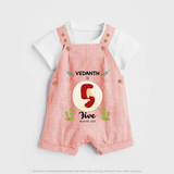 Celebrate Five month of joy with our delightful customized Dungaree Set For Babies - PEACH - 0 - 5 Months Old (Chest 18")