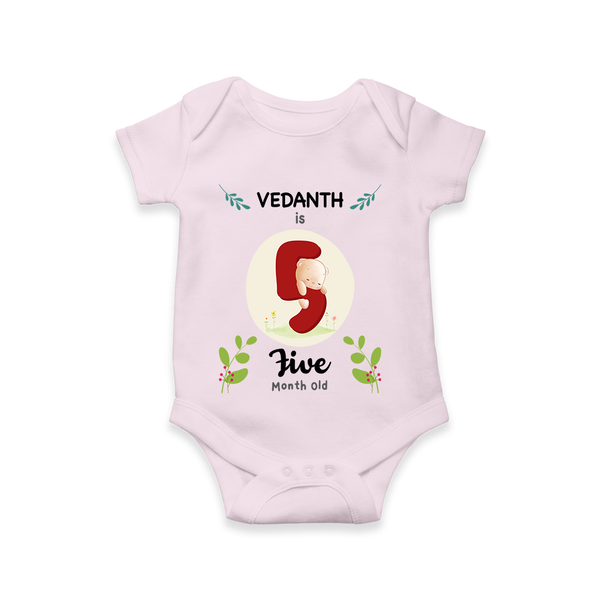 Mark your little one's fifth month with a personalized romper/onesie featuring their name! - BABY PINK - 0 - 3 Months Old (Chest 16")