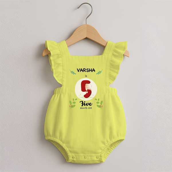 Customized Baby Romper Frock | Celebrate 5th Month | Soft & Comfy Fit Romper Frock - PASTEL YELLOW - 0 - 3 Months Old (Chest 19")