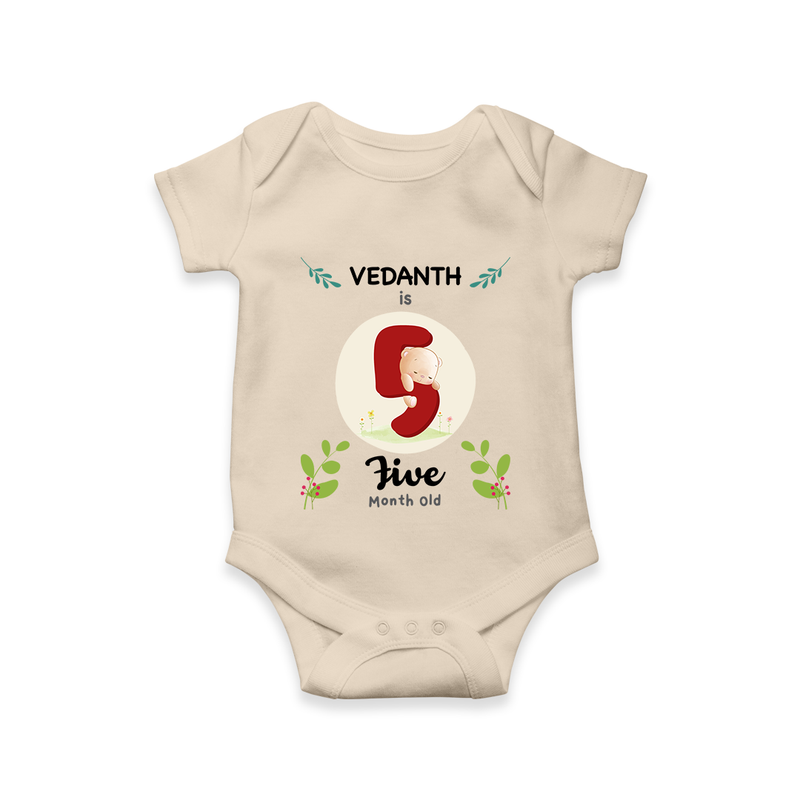 Celebrate Five month of joy with our delightful customized Romper For Babies - IVORY - 0 - 3 Months Old (Chest 16")