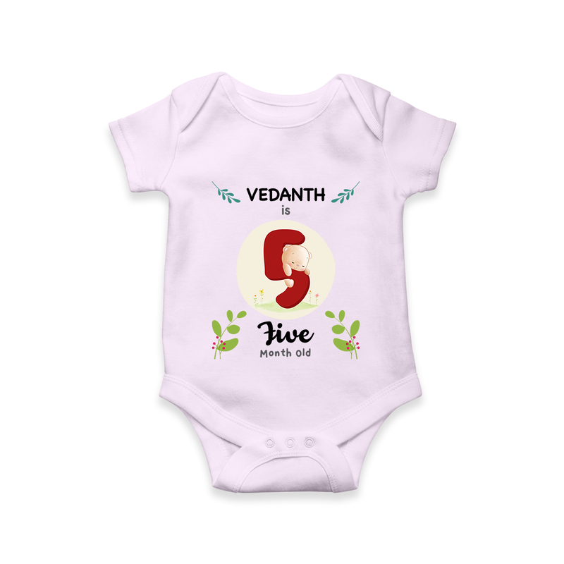 Celebrate Five month of joy with our delightful customized Romper For Babies - LILAC - 0 - 3 Months Old (Chest 16")