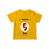 Celebrate The 5th Month Birthday Custom T-Shirt, Personalized with your little one's name - CHROME YELLOW - 0 - 5 Months Old (Chest 17")