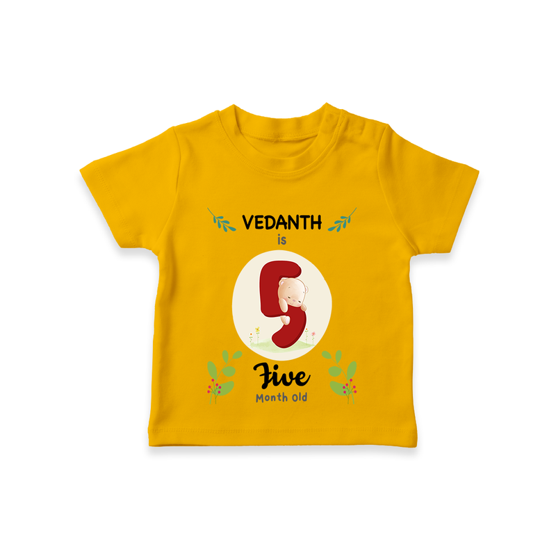 Celebrate The 5th Month Birthday Custom T-Shirt, Personalized with your little one's name - CHROME YELLOW - 0 - 5 Months Old (Chest 17")