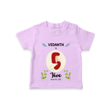 Celebrate The 5th Month Birthday Custom T-Shirt, Personalized with your little one's name - LILAC - 0 - 5 Months Old (Chest 17")