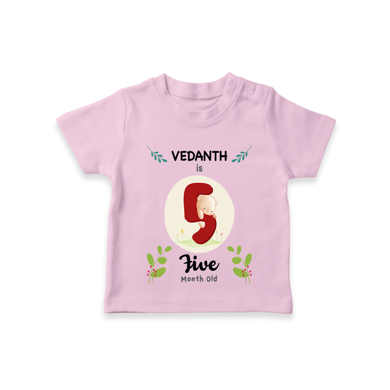 Celebrate The 5th Month Birthday Custom T-Shirt, Personalized with your little one's name - PINK - 0 - 5 Months Old (Chest 17")