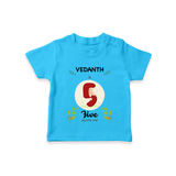 Customized Baby T-Shirt | Celebrate 5th Month | Soft & Comfy Fit T-Shirt - SKY BLUE - 0-5 Months Old (Chest 17")