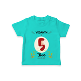 Celebrate The 5th Month Birthday Custom T-Shirt, Personalized with your little one's name - TEAL - 0 - 5 Months Old (Chest 17")