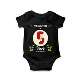 Mark your little one's Fifth month with a personalized romper/onesie featuring their name! - BLACK - 0 - 3 Months Old (Chest 16")