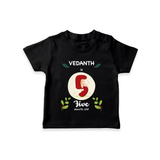 Customized Baby T-Shirt | Celebrate 5th Month | Soft & Comfy Fit T-Shirt - BLACK - 0-5 Months Old (Chest 17")