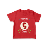 Customized Baby T-Shirt | Celebrate 5th Month | Soft & Comfy Fit T-Shirt - RED - 0-5 Months Old (Chest 17")
