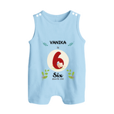 Customized Baby Romper Suit/ Sleeveless Romper | Celebrate 6th Month | Soft & Comfy Fit Romper Suit/ Sleeveless Romper - BABY BLUE - 0 - 5 Months Old (Chest 18")