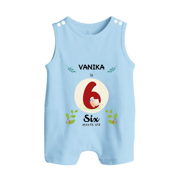 Customized Baby Romper Suit/ Sleeveless Romper | Celebrate 6th Month | Soft & Comfy Fit Romper Suit/ Sleeveless Romper - BABY BLUE - 0 - 5 Months Old (Chest 18")