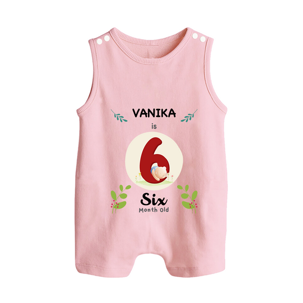 Customized Baby Romper Suit/ Sleeveless Romper | Celebrate 6th Month | Soft & Comfy Fit Romper Suit/ Sleeveless Romper - BABY PINK - 0 - 5 Months Old (Chest 18")