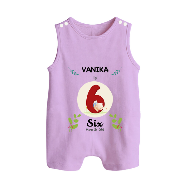 Customized Baby Romper Suit/ Sleeveless Romper | Celebrate 6th Month | Soft & Comfy Fit Romper Suit/ Sleeveless Romper - LILAC - 0 - 5 Months Old (Chest 18")