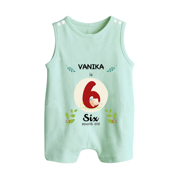 Customized Baby Romper Suit/ Sleeveless Romper | Celebrate 6th Month | Soft & Comfy Fit Romper Suit/ Sleeveless Romper - MINT GREEN - 0 - 5 Months Old (Chest 18")