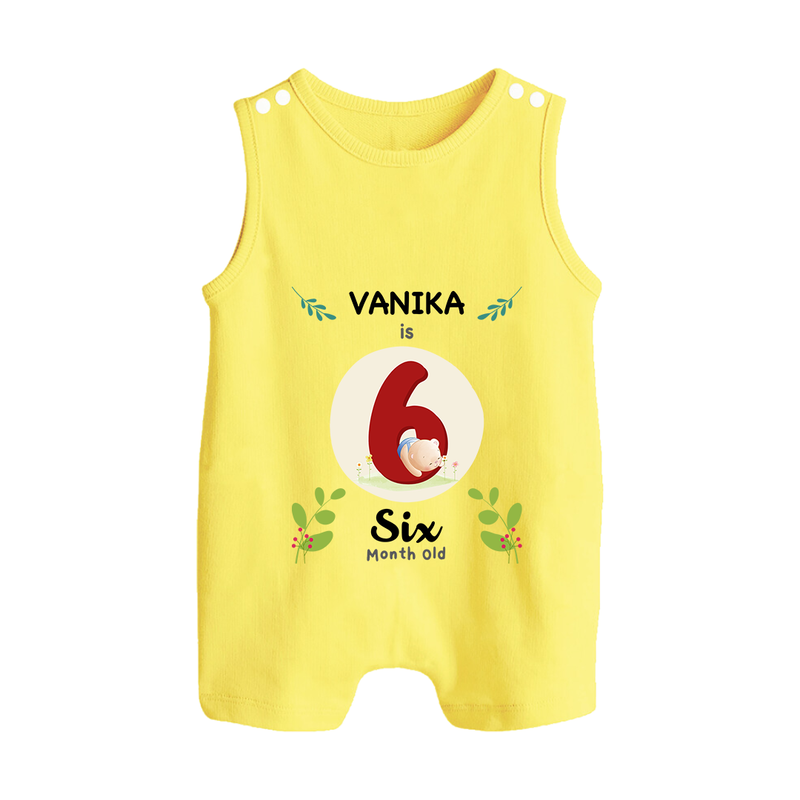 Celebrate Six month of joy with our delightful customized Romper Suit For Babies - PASTEL YELLOW - 0 - 5 Months Old (Chest 18")