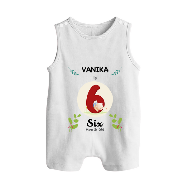 Customized Baby Romper Suit/ Sleeveless Romper | Celebrate 6th Month | Soft & Comfy Fit Romper Suit/ Sleeveless Romper - WHITE - 0 - 5 Months Old (Chest 18")