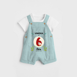 Celebrate The Sixth Month Birthday Customised Dungaree set for your Kids - ARCTIC BLUE - 0 - 5 Months Old (Chest 17")