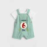 Celebrate The Sixth Month Birthday Customised Dungaree set for your Kids - LIGHT GREEN - 0 - 5 Months Old (Chest 17")