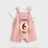 Celebrate Six month of joy with our delightful customized Dungaree Set For Babies - PEACH - 0 - 5 Months Old (Chest 18")