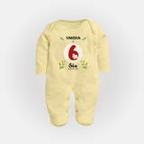 Celebrate Six month of joy with our delightful customized Sleep Suit For Babies - PASTEL YELLOW - New Born (Chest 7.5")