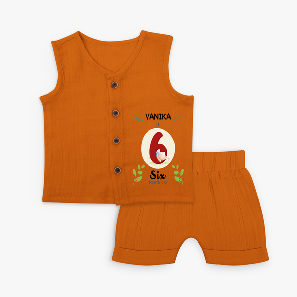 Celebrate The 6th Month Birthday Custom Jabla set, Personalized with your little one's name - COPPER - 0 - 3 Months Old (Chest 9.8")