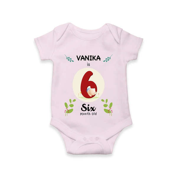 Mark your little one's sixth month with a personalized romper/onesie featuring their name! - BABY PINK - 0 - 3 Months Old (Chest 16")