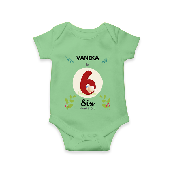 Customized Baby Romper/Onesie | Celebrate 6th Month | Soft & Comfy Fit - GREEN - New Born (Chest 14")