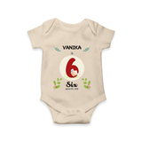 Customized Baby Romper/Onesie | Celebrate 6th Month | Soft & Comfy Fit - IVORY - New Born (Chest 14")