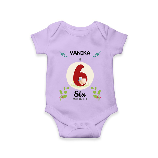 Customized Baby Romper/Onesie | Celebrate 6th Month | Soft & Comfy Fit - LILAC - New Born (Chest 14")