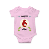 Mark your little one's Sixth month with a personalized romper/onesie featuring their name! - PINK - 0 - 3 Months Old (Chest 16")