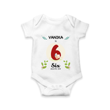 Celebrate Six month of joy with our delightful customized Romper For Babies - WHITE - 0 - 3 Months Old (Chest 16")