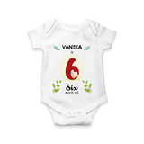 Mark your little one's Sixth month with a personalized romper/onesie featuring their name! - WHITE - 0 - 3 Months Old (Chest 16")