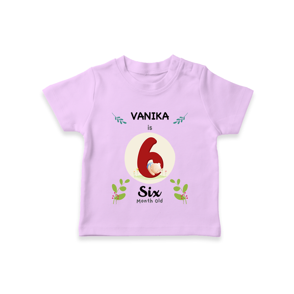 Customized Baby T-Shirt | Celebrate 6th Month | Soft & Comfy Fit T-Shirt - LILAC - 0-5 Months Old (Chest 17")
