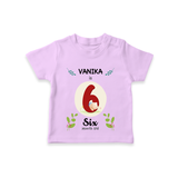 Celebrate The 6th Month Birthday Custom T-Shirt, Personalized with your little one's name - LILAC - 0 - 5 Months Old (Chest 17")
