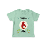 Celebrate The 6th Month Birthday Custom T-Shirt, Personalized with your little one's name - MINT GREEN - 0 - 5 Months Old (Chest 17")