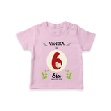Celebrate The 6th Month Birthday Custom T-Shirt, Personalized with your little one's name - PINK - 0 - 5 Months Old (Chest 17")