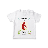 Celebrate The 6th Month Birthday Custom T-Shirt, Personalized with your little one's name - WHITE - 0 - 5 Months Old (Chest 17")